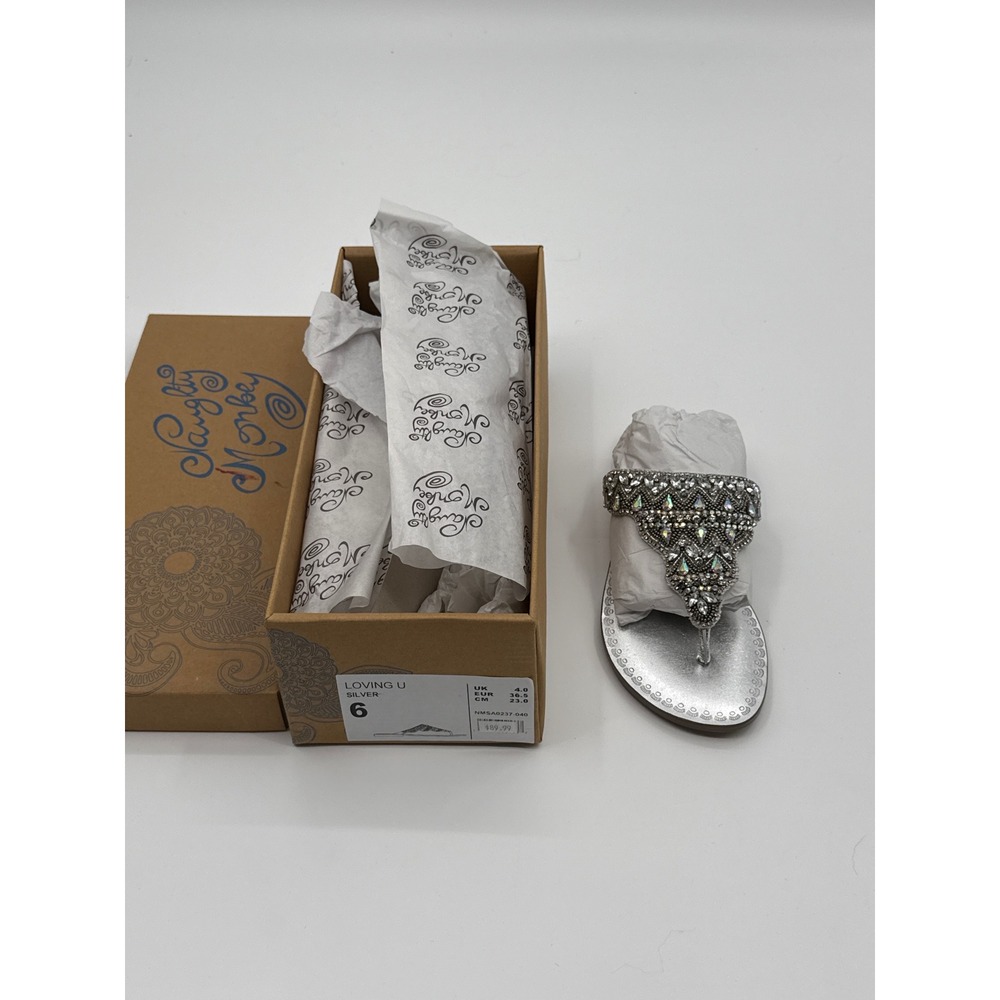 Naughty Monkey Loving U Silver Embellished Crystal Thong Sandals NMSA0237-040 6